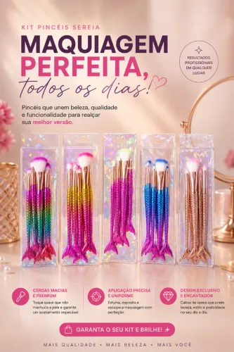 Kit Pincel Sereia Para Maquiagem.