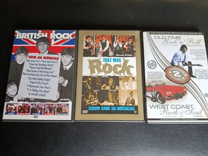 Pacote com os DVD's British Rock + That was Rock + Old time Rock 'n' Roll West Coast 