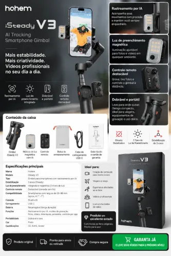 Hohem iSteady V3 - Gimbal para Smartphone com IA