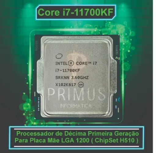 Processador Core i7 11700KF 5.00Ghz LGA 1200 Sem Coler  Modelo: i7 11700KF Decima Primeira