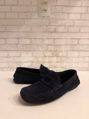 Mocassim Emporio Armani Original Camurça Azul Tam 39