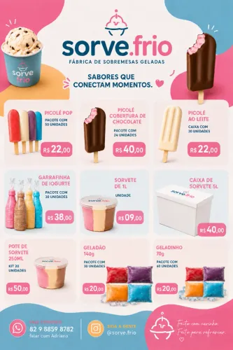 Sobremesas Geladas para Revenda, Eventos..