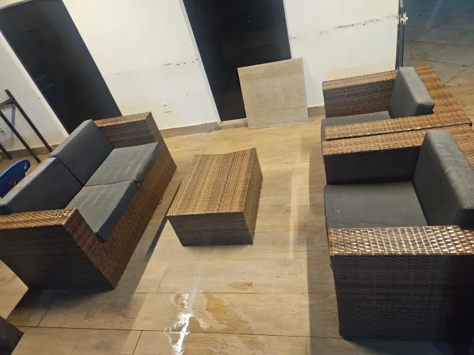Conjunto sofá fibra sintético