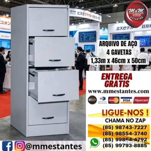 Entrega Grátis - Arquivo de Aço 4 Gavetas 