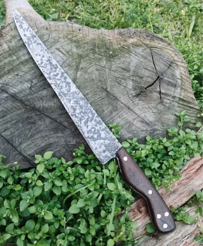 Faca Lingua De Chimango Gaúcha Em Carbono Cabo Madeira Nobre