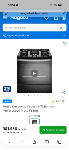 Título: Fogão Electrolux 5 Bocas FE5GB - Apenas 6 Meses de Uso - Impecável