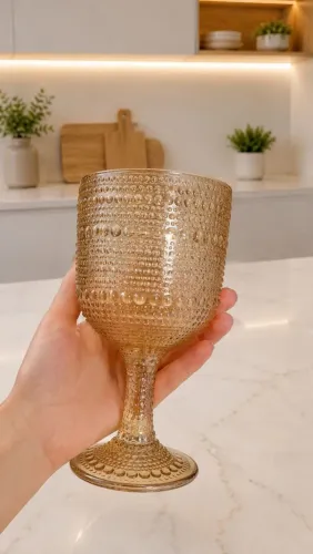 Kit 6 taças de vidro luxo (em Golden Rosé)