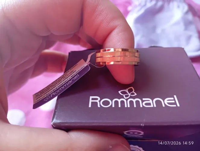 Anel Rommanel banhado a ouro 18k, tamanho 22