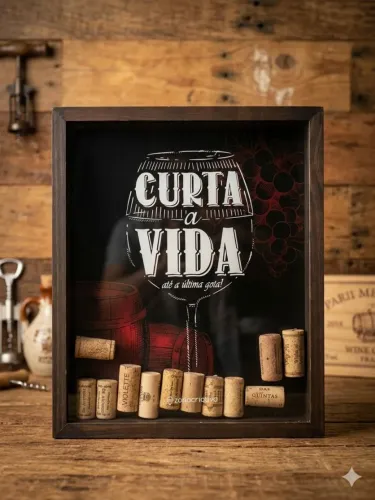 Quadro Porta Rolhas Vinho Decorativo - Decoração Gourmet