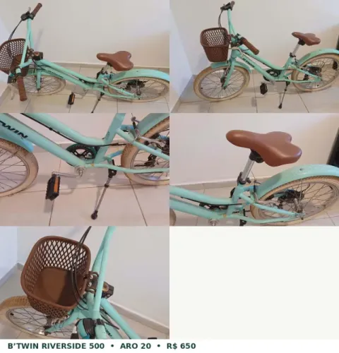 Bicicleta Infantil Riverside 500 Aro 20 Btwin Verde Claro (Usada)