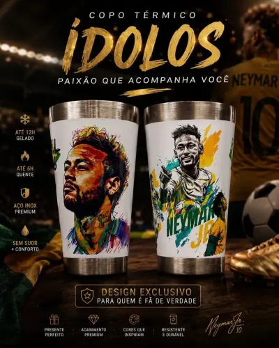 Copos Térmico Do Menino Ney 473ml Com Tampa e Abridor 