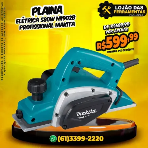 Plaina Elétrica 580w M1902b Profissional Makita