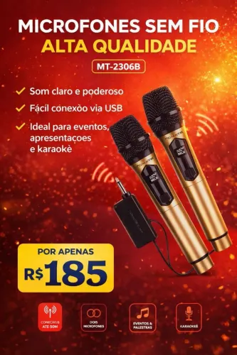 Microfone duplo sem fio profissional USB-C