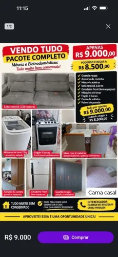 Vendendo todos os móveis motivo mudança