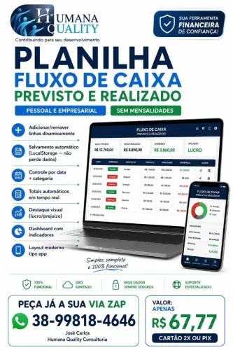 PLANILHA FLUXO DE CAIXA c/ dashboard,gráfico,metais PESSOAL e EMPRESARIAL FACIL eSIMPlLES 