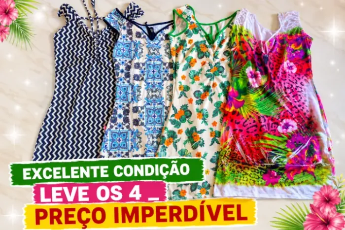 Vestidos 4 Vestidos Mini Estampados _Moldam ao Corpo _ Usados Excelente Estado