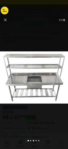 Pia inox com bancada