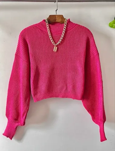 IN  FASHION  Blusa De Cropped De Frio Tricot Moda Feminina Manga longa