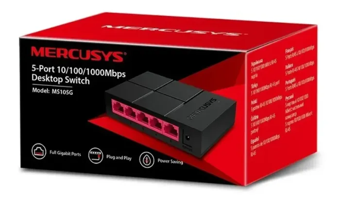 Switch de mesa Mercusys de 5 portas 10 100 1000mbps Gbits
