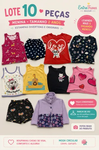 Lote com 10 peças de roupa menina, Tam 2 anos | extremamente conservadas