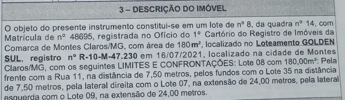 Vendo Lote 180 m2 - Loteamento Golden Sul - Residencial SUL