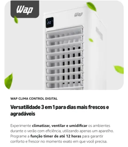 Climatizador de Ar Torre WAP 3 em 1- Control Digital