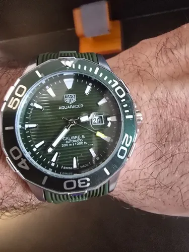 TAG Heuer Aquaracer 43mm Pulseira silicone verde