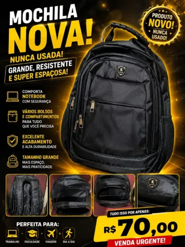 VENDE-SE Mochila Kennyx Preta Grande - Nova!!!