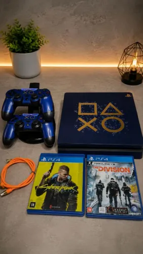 ? PS4 Slim Impecável + 2 Controles + 2 Jogos Físicos!