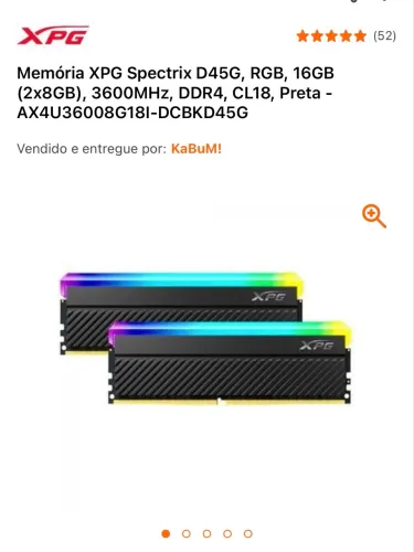 2x8 memória ram ddr4 xpg spectrix d45 - 3600mhz