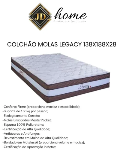 Colchão Casal Molas Ensacadas 28cm de Altura Suporte 150kg À Pronta Entrega