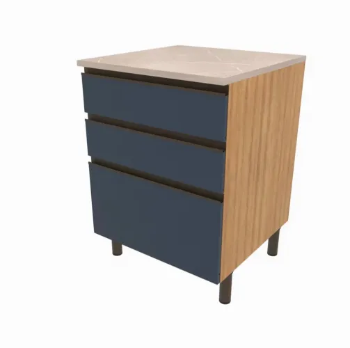 Balcão Bartira Cristal 60cm 2 Gavetas + 1 Gavetão - Novo lacrado