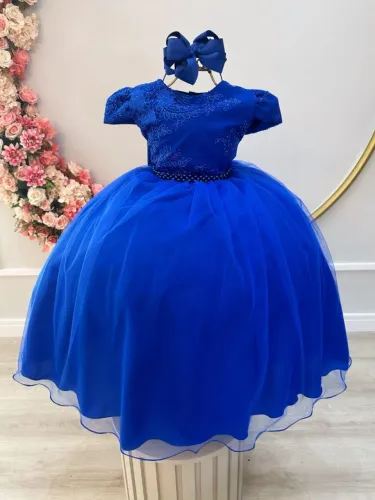Vestido de formatura infantil 10 anos, cor azul, mais a coroa na cor prata, mais o saiote.