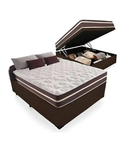Cama baú Queen size com colchão