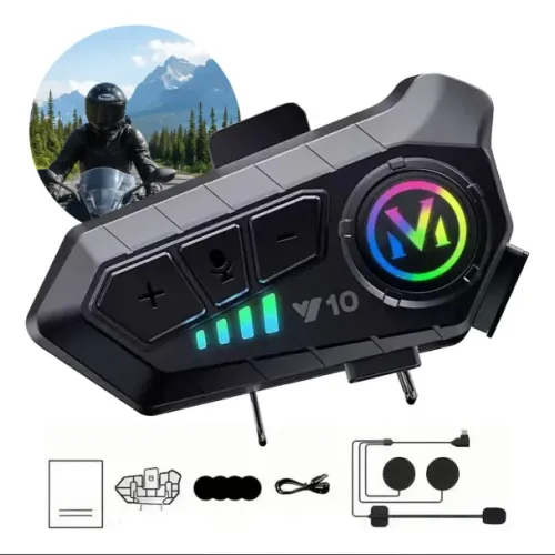 Intercomunicador Bluetooth para Capacete V10 - Som Premium e Estilo RGB