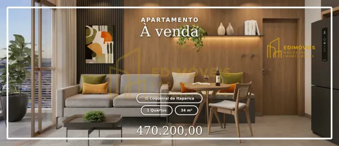 Pronto para morar: apartamento de 1 quarto no Coqueiral de Itaparica!