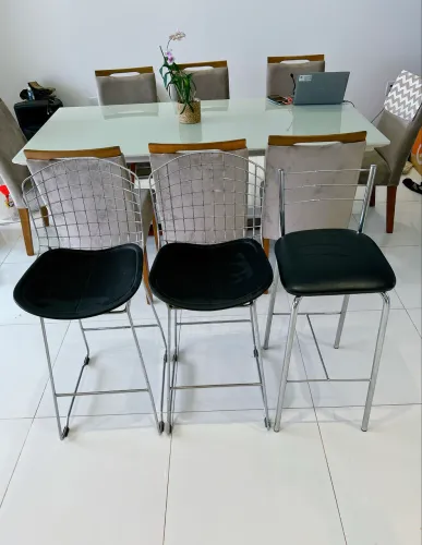 3 Banquetas cromado Bertoia