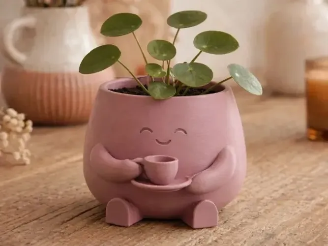 Vaso Cachepot Decorativo Fofo Sorridente 3D para Plantas