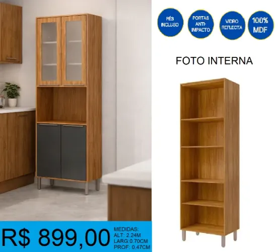 PANELEIRA - 2 CORES DISPONIVEL - PORTAS ANTI- IMPACTO - VIDROS REFLECTA= PRONTA ENTREGA