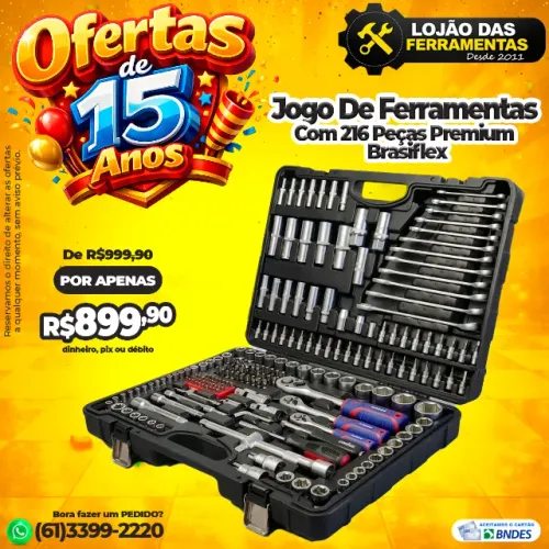 Jogo De Ferramentas Com 216 Peças Premium Brasiflex