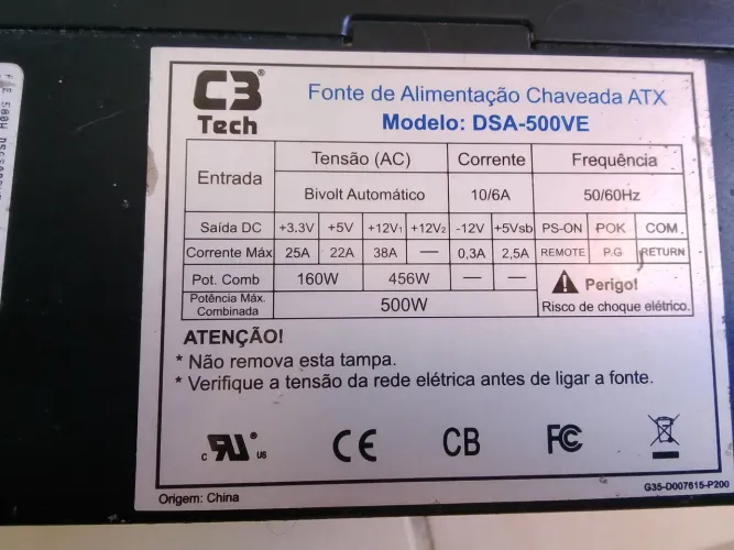Fonte PC C3 Tech 500W DSA-500VE
