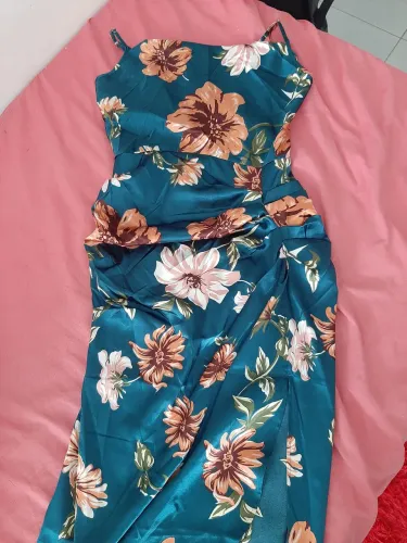 Vestido cetim verde shein PP