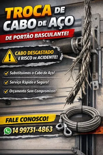 Troca de cabo de aço de portão 