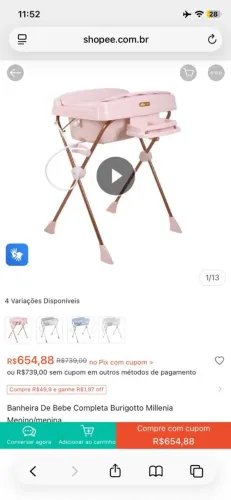 Banheira de bebê completa burigotto milênios