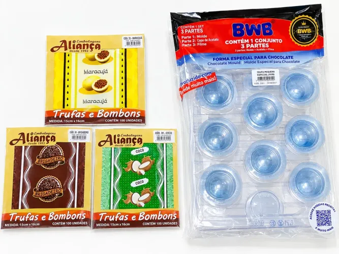 Forma de trufa 45g, mais embalagem.