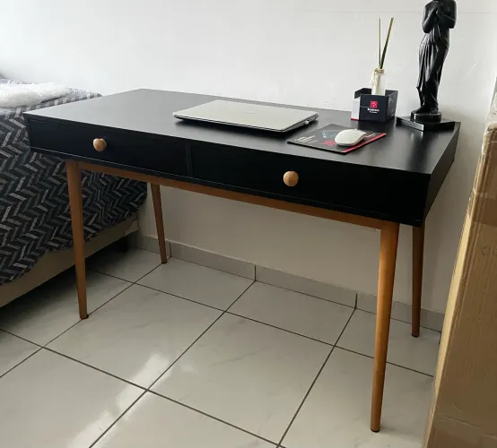 Escrivaninha Penteadeira Liva 2 Gavetas 120 cm x 53 cm Preta