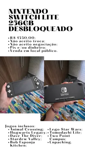 Nintendo Switch Lite Desbloqueado 256gb