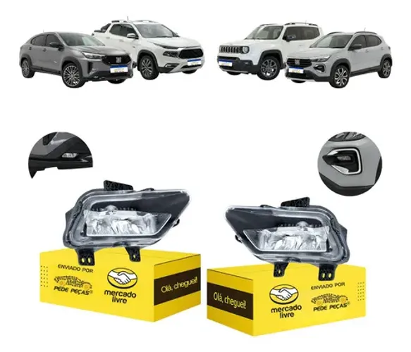 Par Farol Milha Auxiliar Fiat Toro 2022 2023 2024 2025 2026 Cristal
