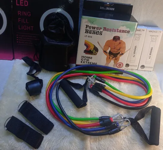 KIT Academia Elásticos Treine em Casa Completo Com 11 Itens