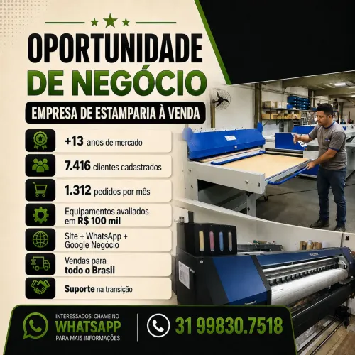 Empresa de Estamparia Completa à Venda - Estrutura Pronta para Operar